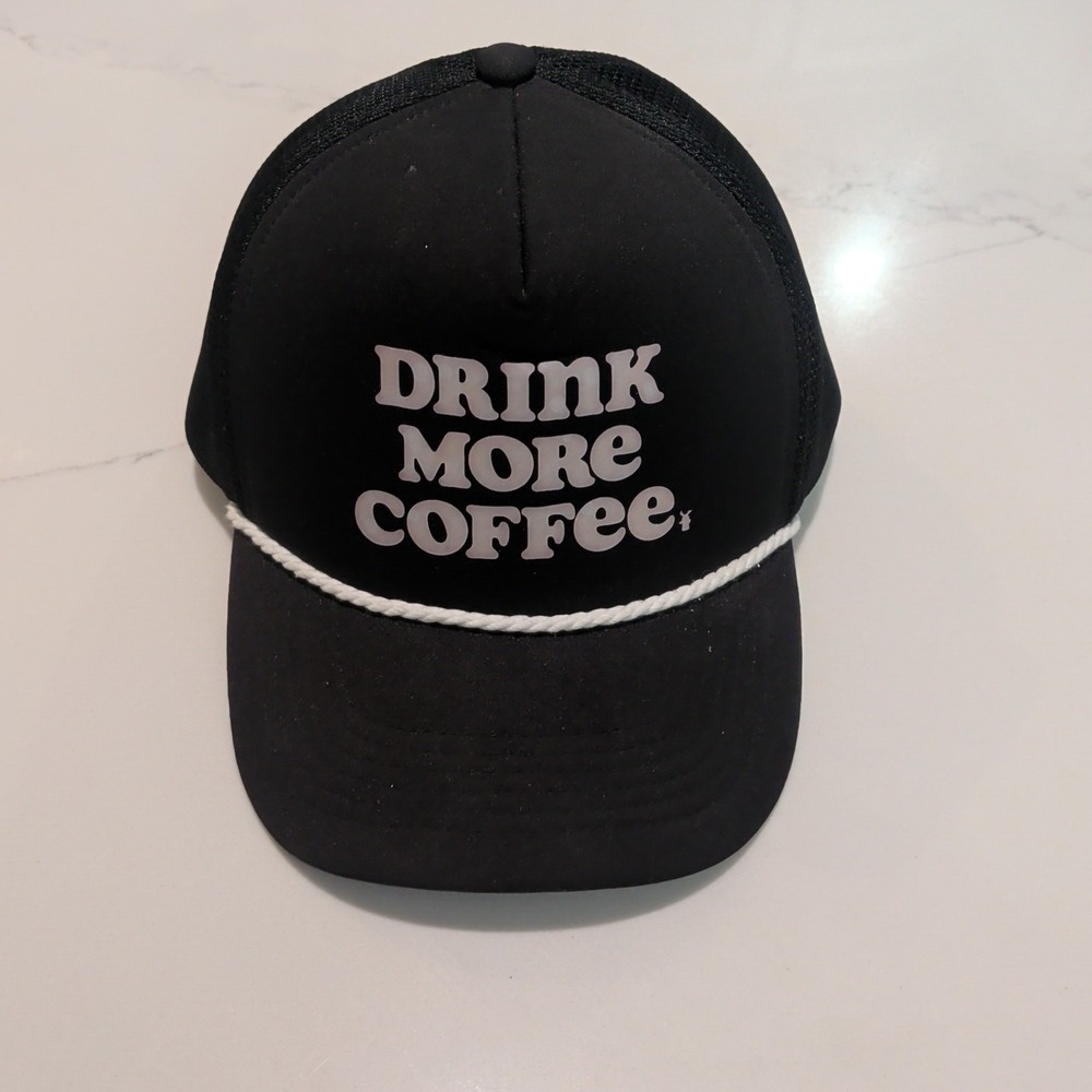 Dutch Bros Hat Cap Snap Back One Size Black Mesh Trucker Drink More Coffee Mens